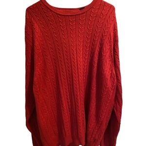 IZOD‎ Sweater Women's XL Red Cable Knit Crew Neck Pullover Casual EXC